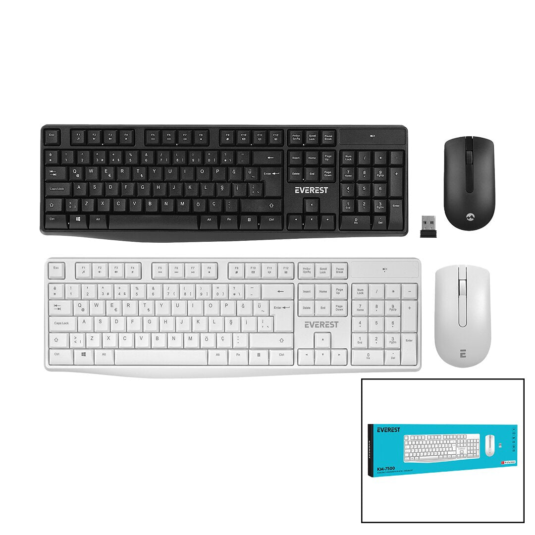 EVEREST KM-7500 KABLOSUZ MULTİMEDİA KLAVYE - MOUSE SETİ Q KALVYE