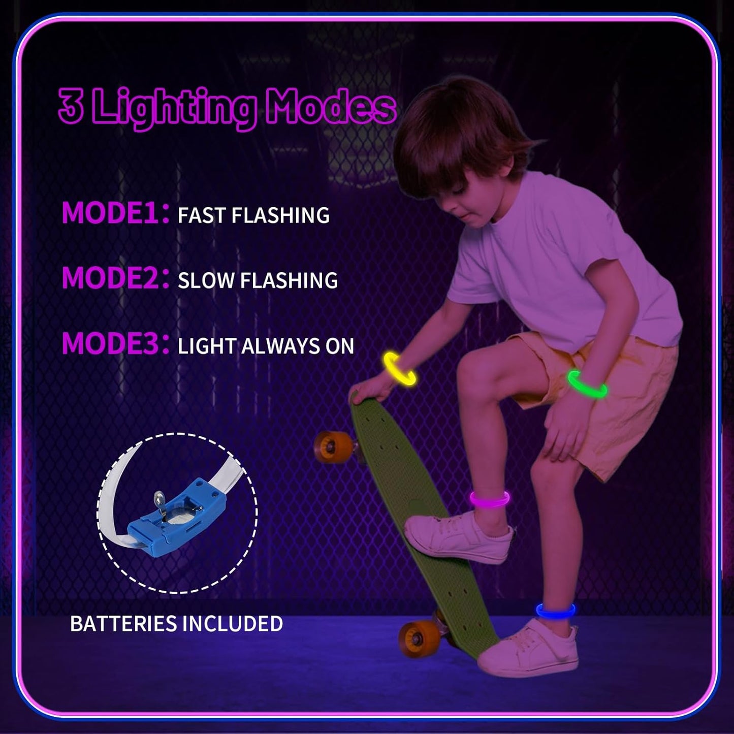 Festival & Parti LED Bileklik Baskı Yapılabilir 3 Farklı Mod Işıklı 1 Adet