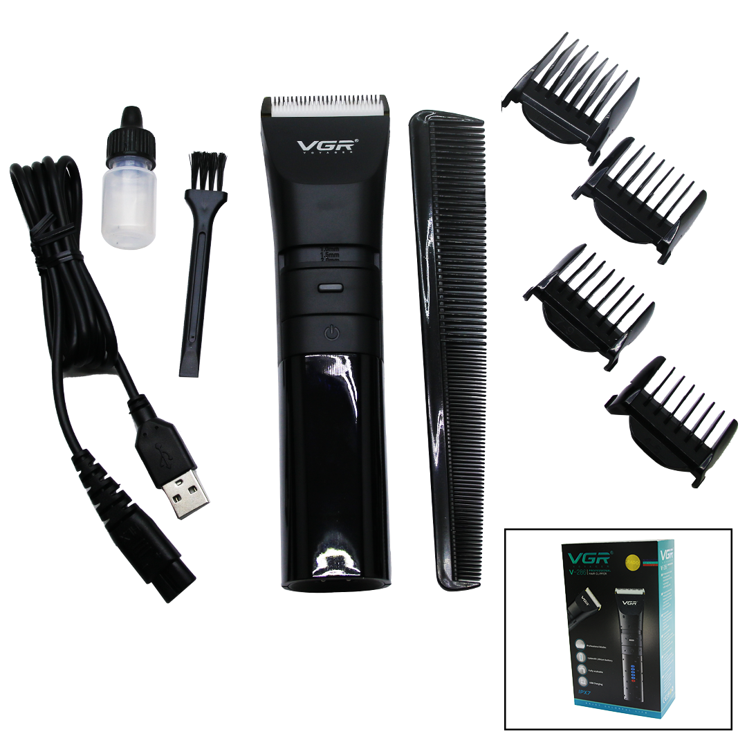 IPX7 SUYA DAYANIKLI 2 KADEMELİ TURBO - LED GÖSTERGE USB ŞARJLI SAÇ SAKAL KESME - TRAŞ MAKİNESİ V-286