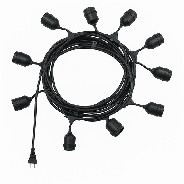 KB00002 10'lu E27 Duy Sıralı 10 Metre Lamba Kablosu (10 Adet Duy İçerir)