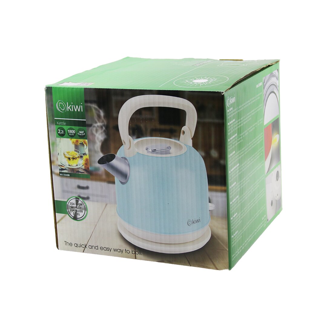 KİWİ KK-3340B MAVİ NOSTALJİ DEMLİK MODELÇELİK KETTLE SU ISITICI 2.2LT 1800W PASLANMAZ ÇELİK GÖVDE- GİZLİ RESİZTANS