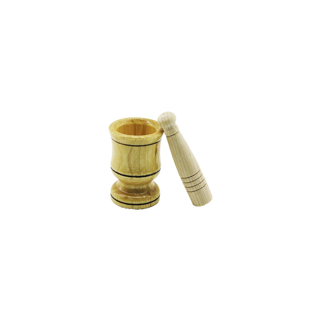 KÜÇÜK BOY AHŞAP HAVAN SARIMSAK DÖVECEK Ç: 6CM--D: 4CM--Y: 8.8CM FİLELİ AMBALAJ