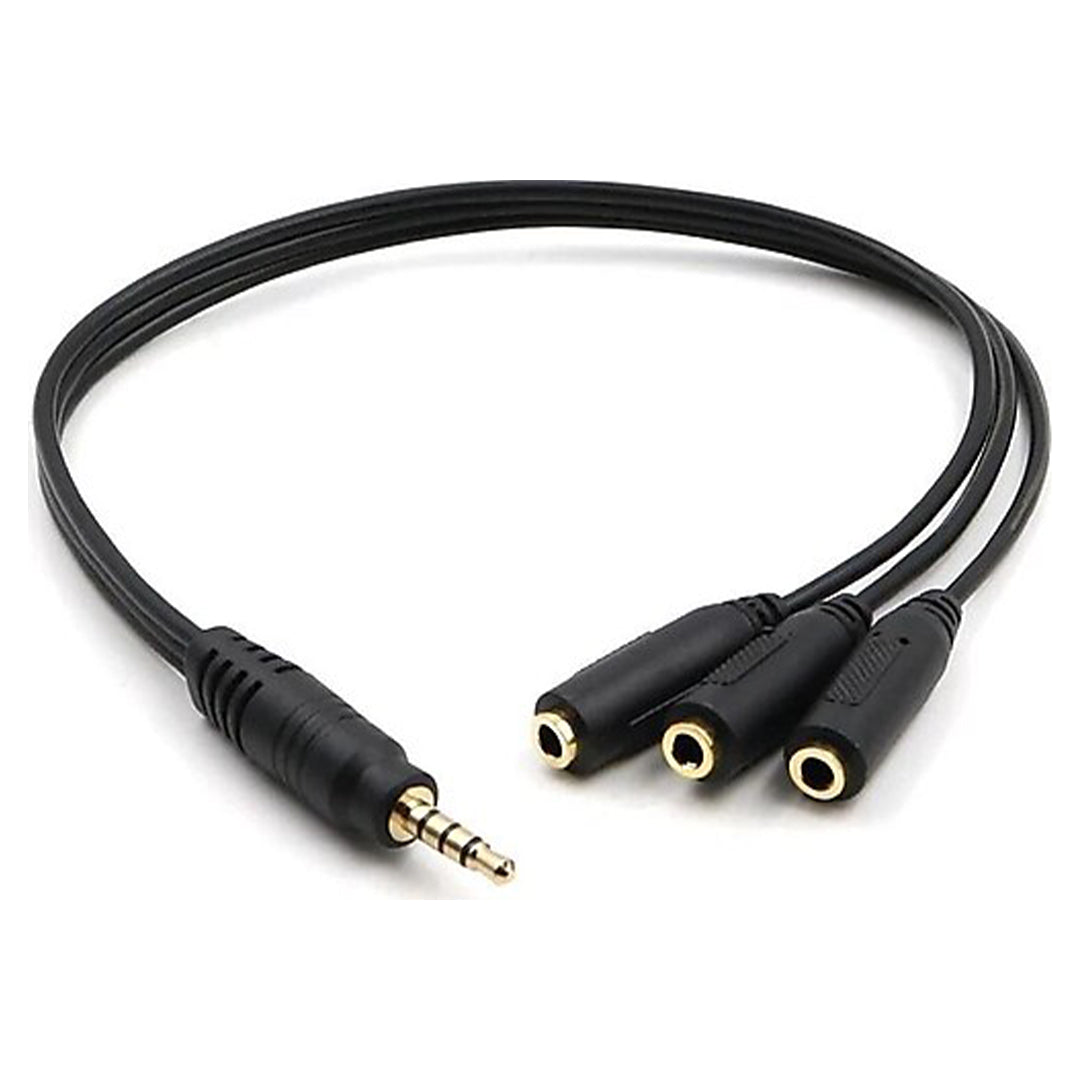KULAKLIK ÇOKLAYICI 3.5 MM ERKEK X 1 / 3 STEREO DİŞİ X 3 - 30 CM Y KABLO