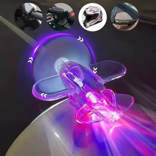 LED Işıklı Motosiklet Süs Uçağı Pilsiz Çalışan, Kırmızı-Mavi Işık Efektli