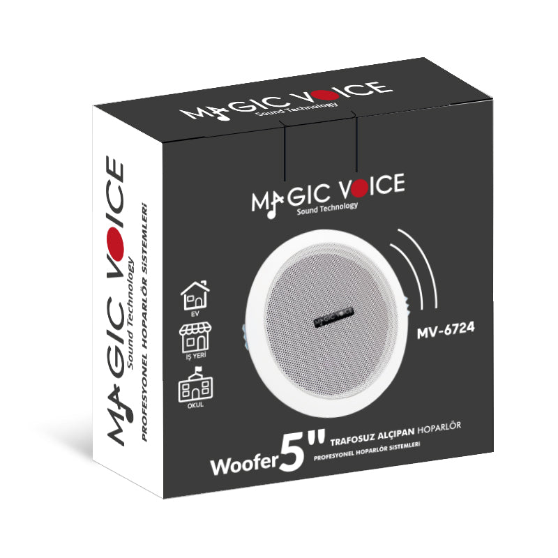 MAGICVOICE MV-6724 5 13 CM 8 OHM 6 W BEYAZ ALÇIPAN HOPARLÖR TRAFOSUZ