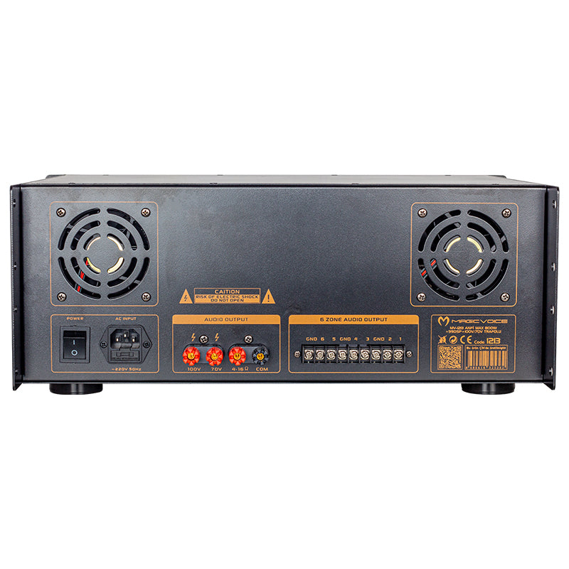 MAGICVOICE MV-1213 KÜP MİXER ANFİ USB BT UK RMS100W MAX 800W 6 ZON+99DSP+4-16-70-100V TRAFOLU