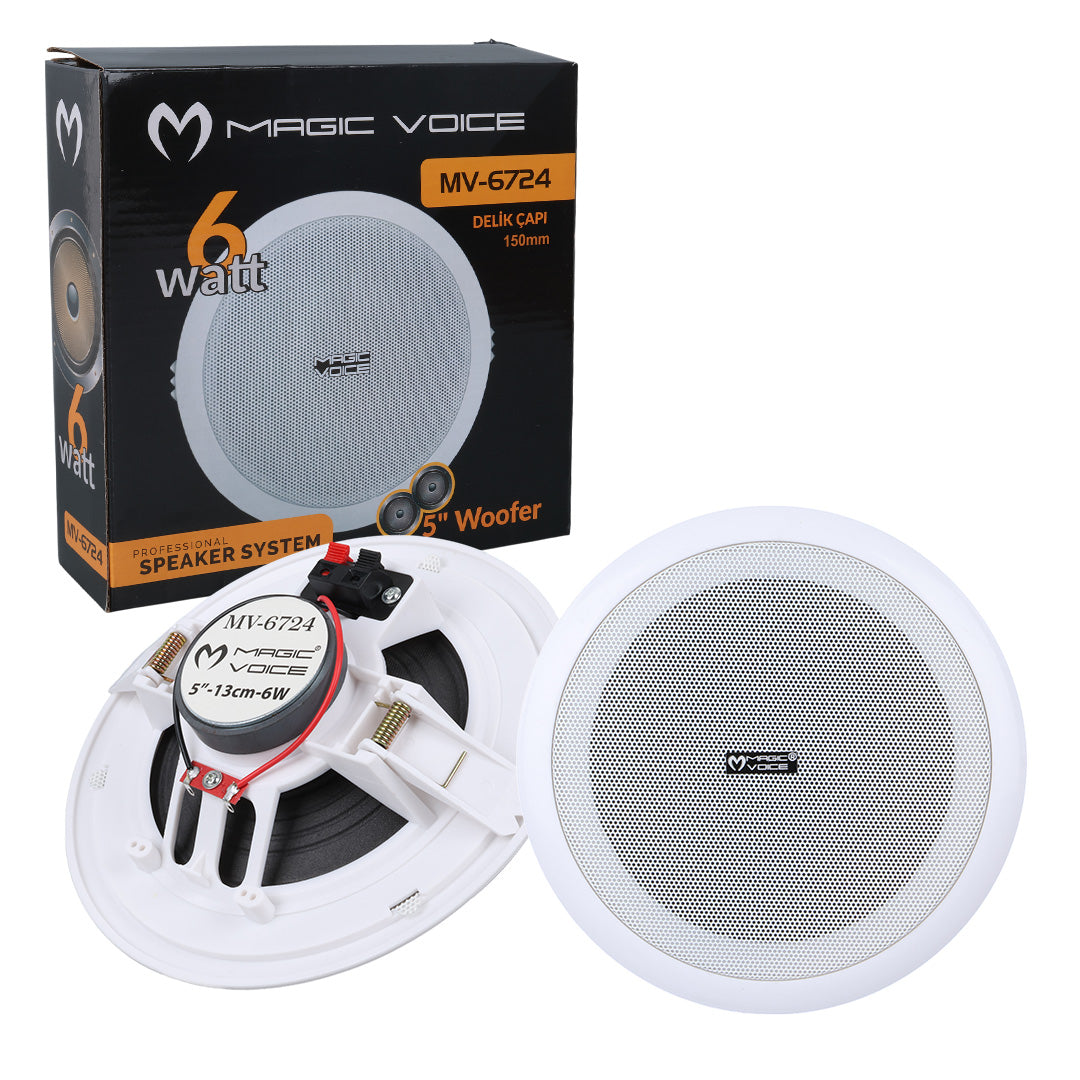 MAGICVOICE MV-6724 5 13 CM 8 OHM 6 W BEYAZ ALÇIPAN HOPARLÖR TRAFOSUZ