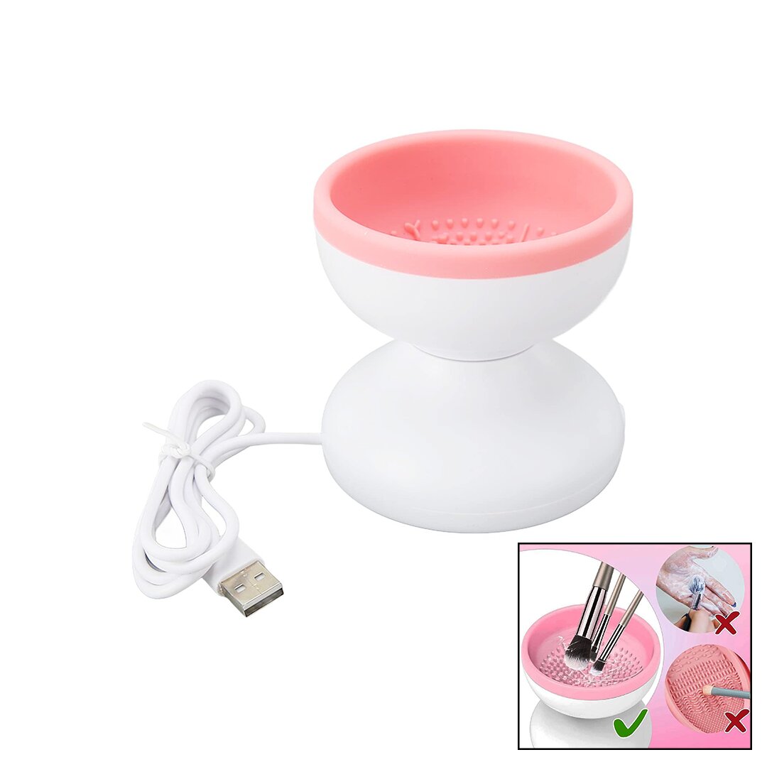 MAKEUP BRUSH CLEANER MAKYAJ FIRÇA TEMİZLEME MAKİNESİ USB ÇALIŞMA - SİLİKON TIRTIKLI HAZNE