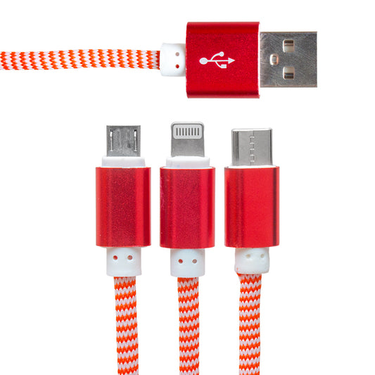 MICRO USB/TYPE-C/LIGHTNING 2.1A METAL 1.2 METRE ŞARJ VE DATA KABLOSU