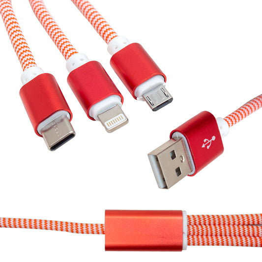 MICRO USB/TYPE-C/LIGHTNING 2.1A METAL 1.2 METRE ŞARJ VE DATA KABLOSU