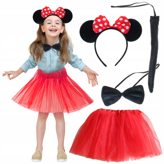 Minnie Mouse Kostüm Seti Etek Taç Kuyruk Papyon Gösteri Seti