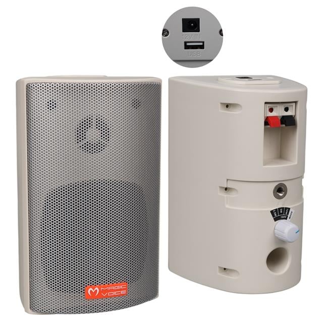 MV-16 7.5 CM 30 Watt Komütatörlü Hat Trafolu Beyaz Sütun Hoparlör (2'li Takım)