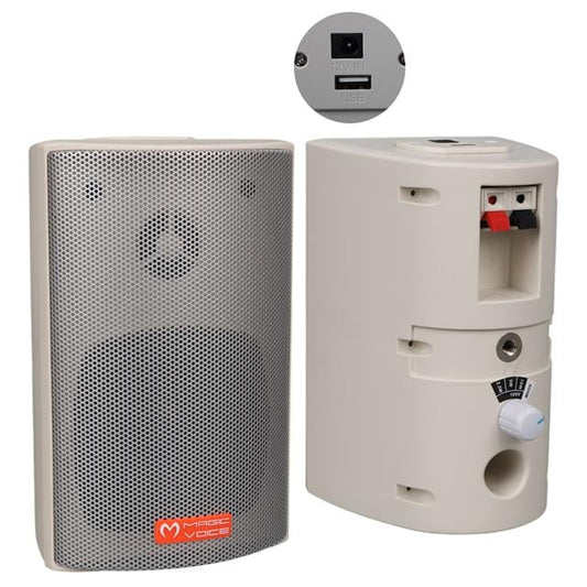 MV-16 7.5 CM 30 Watt Komütatörlü Hat Trafolu Beyaz Sütun Hoparlör (2'li Takım)