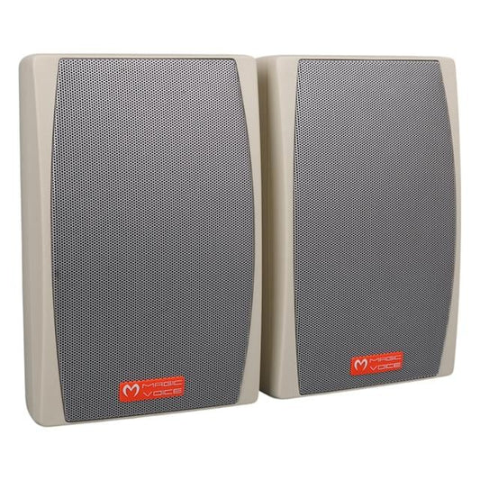 MV-24 13 CM 50 Watt Komütatörlü Hat Trafolu Krem Beyaz Sütun Hoparlör (2'li Takım)