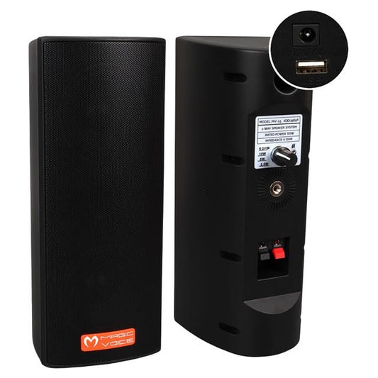 MV-26 2x7.5 CM 50 Watt Komütatörlü Hat Trafolu Siyah Sütun Hoparlör (2'li Takım)