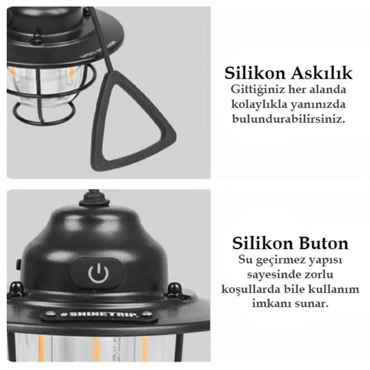 Nostaljik 3 Filament 6 Smd Kamp Çadır Lambası Ampul 1200mAh TYPE-C