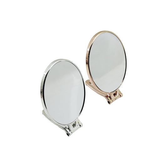 OVAL   6.5 İNÇ=16.5X13CM  MAKYAJ AYNASI  ÇİFT TARAFLI   BRONZ - GÜMÜŞ PLS.ÇERÇEVE   KATLANIR AYAKLI