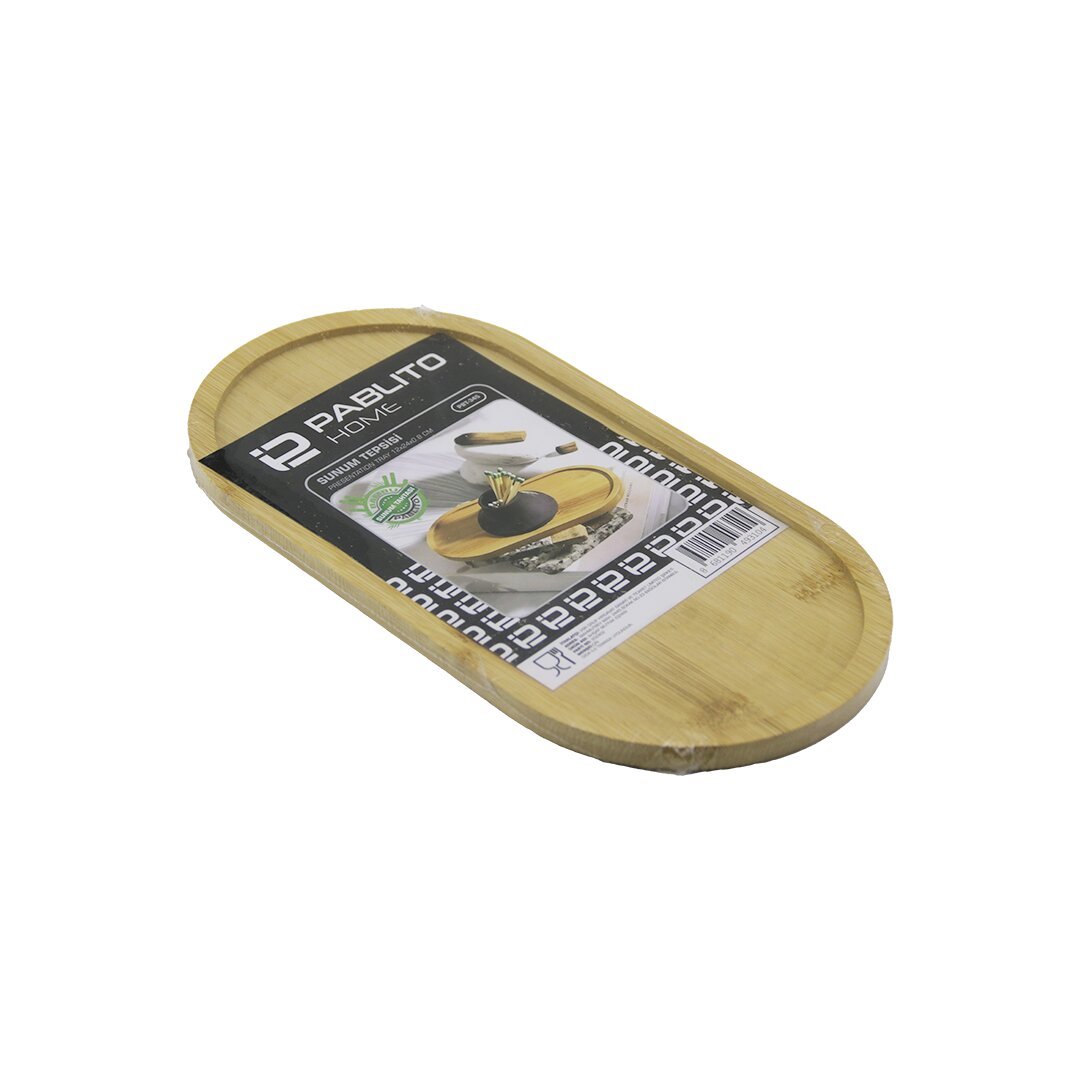 OVAL AHŞAP BAMBU YAĞDANIK ALTLIK - SUNUM TEPSİ 12X24X0.8CM