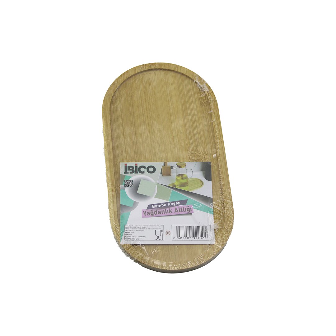 OVAL AHŞAP BAMBU YAĞDANLIK ALTLIK MİNİ TEPSİ 12 X 23.3 X 0.8CM
