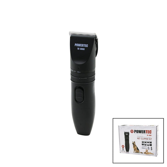 POWERTEC TR-9000  KEDİ - KÖPEK  BAKIM SETİ USB ŞARJLI TRAŞ MAKİNESİ METAL TARAK - MAKAS 0.8-1.1-1.4-1.7-2.0MM AYARLI