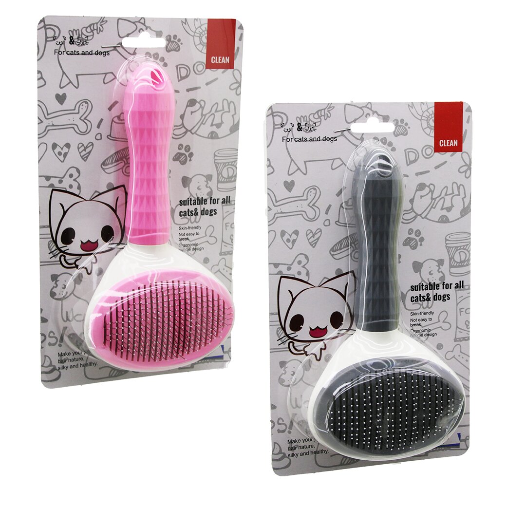 PRATİK PET TÜY FIRÇASI KEDİ - KÖPEK TARAK - TEMİZLİK FIRÇASI BAS=TARAK TEMİZLE TUŞLU PET SHOP