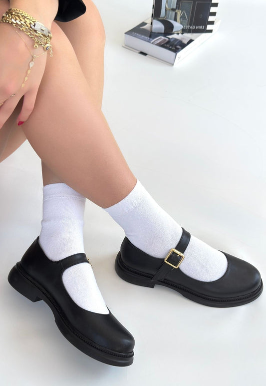 Yokox Siyah Cilt Oxford Ayakkabı