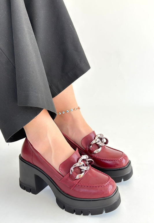 Winar Bordo Rugan Doldu Topuk Ayakkabı