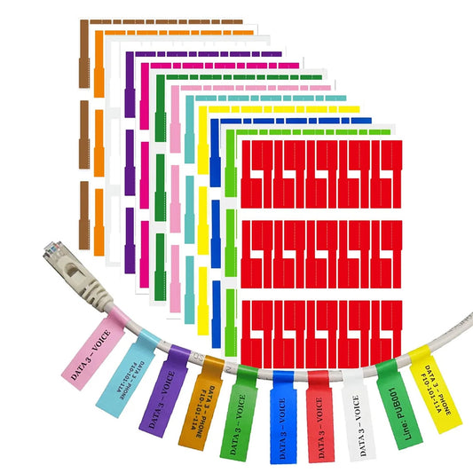 RENKLİ KABLO İSİMLENDİRME ETİKETLERİ - DAYANIKLI VE YIRTILMAZ OPAK ETİKET (TEK SAYFA 30LU)