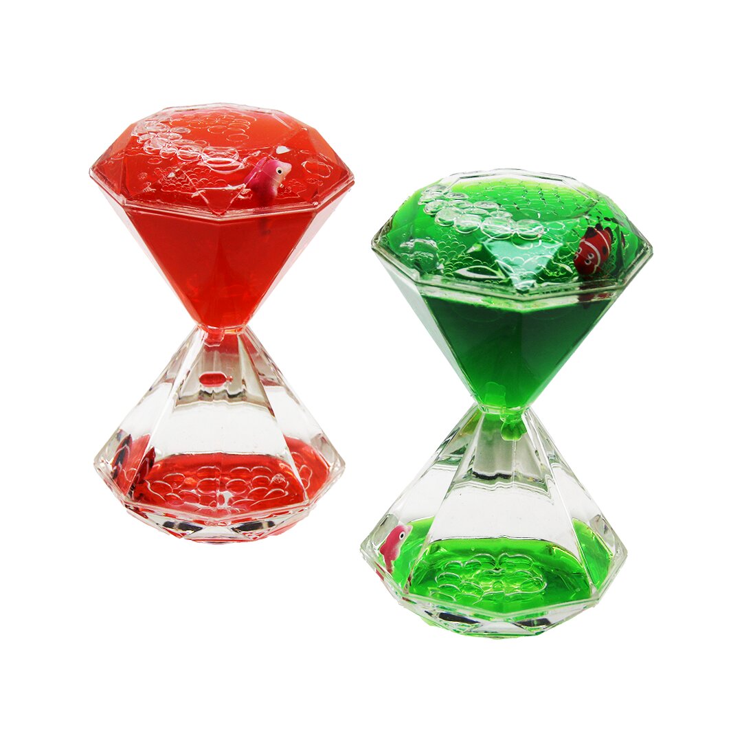 RENKLİ SULU ELMAS ŞEKİL KUM SAATİ MİKA KRİSTAL PLASTİK 2PCS BALIKLI