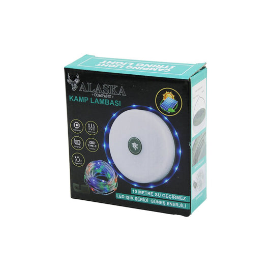 RGB SOLAR GÜNEŞ ENERJİLİ - TYPE-C ŞARJLI10MT DEKOR LAMBA - KAMP LAMBA FENER SUYA DAYANAKLI - MAKARALI SDR-2326