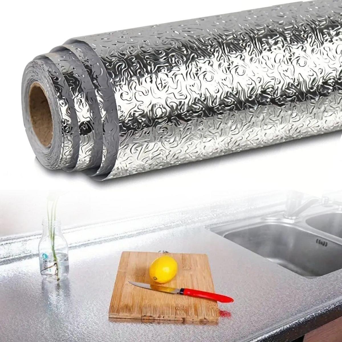 Rulo Gümüş Alüminyum Folyo Duvar Kağıdı, Kendinden Yapışkanlı Raf İçi, Su Geçirmez Folyo 2 mt x 60 cm