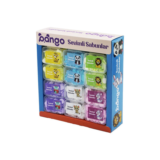 36 KUTU SEVİMLİ SABUNLAR MİNİ=1.2-1.5CM SEYAHAT - PİKNİK - OKULDA 160PCS ± 10 MİX:KALP- YUVARLAK-ÇİÇEK