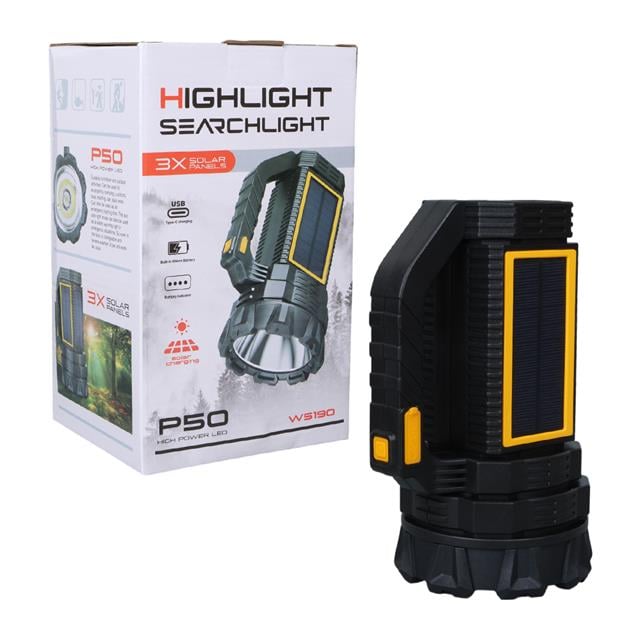 Solar Şarjlı El Feneri Uzun Mesafe Işıldak MX-W5190-P50