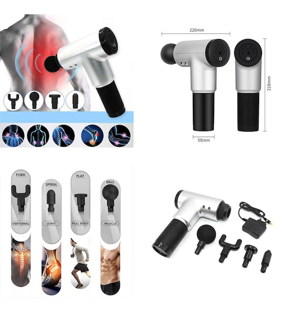 Sporcu Masaj Aleti 4 Başlıklı Şarjlı Titreşimli Yoğurmalı