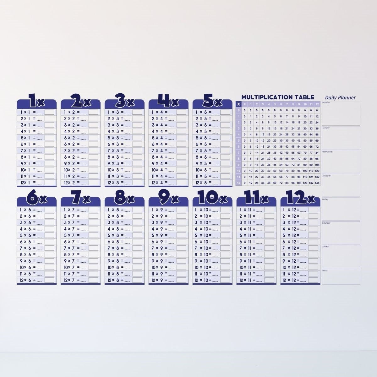 Statik Akıllı Kağıt Ingilizce Çarpım Tablosu 100x56 Cm(1 Adet Silgili Kalemli)