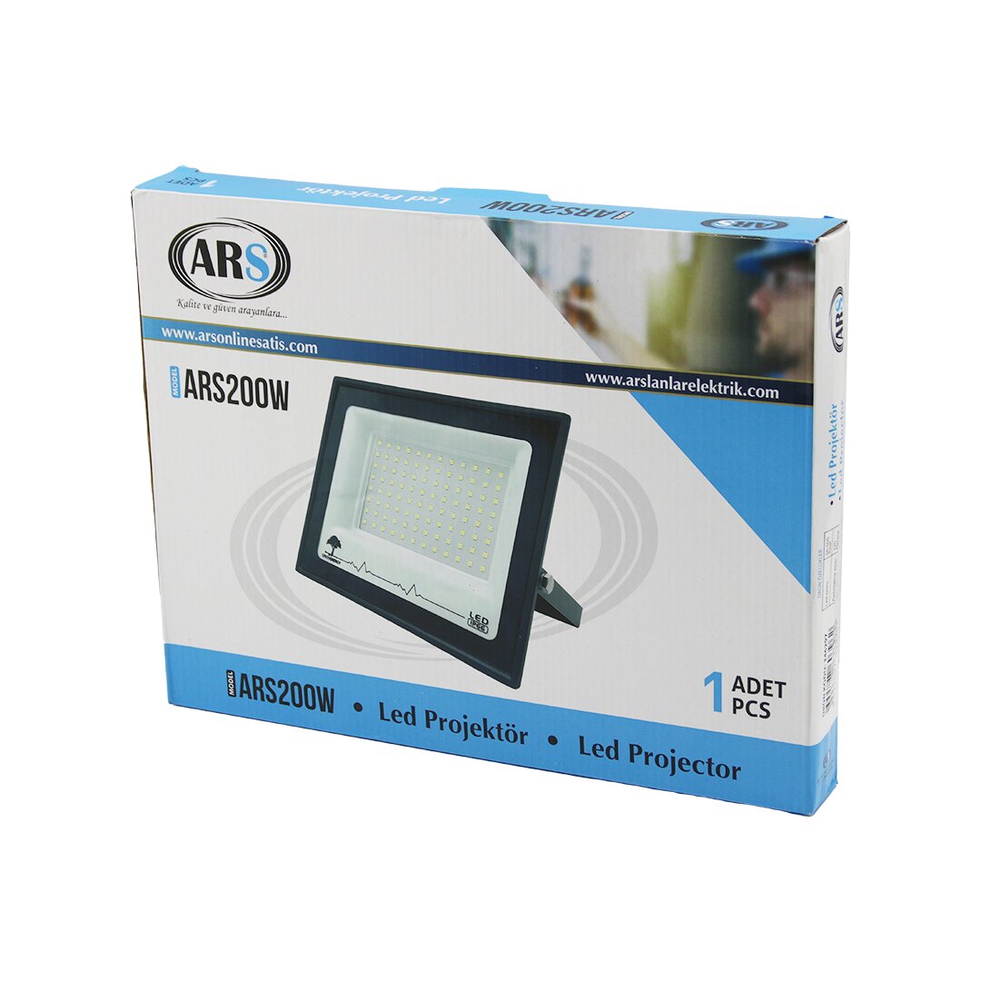 TEKLİ 200W LED PROJEKTÖR 29X22CM AYDINLATMA AÇISI: 120 DERECE 50.000 SAAT ÖMÜR MODEL-ARS200W
