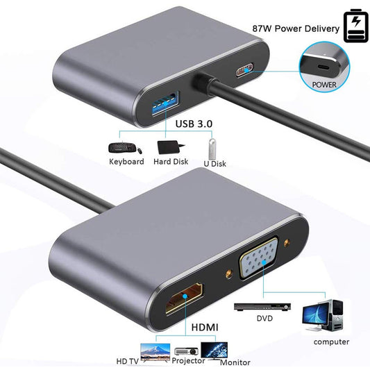 USB TYPE-C TO HDMI-VGA-USB-TYPE C 4IN1 ADAPTÖR