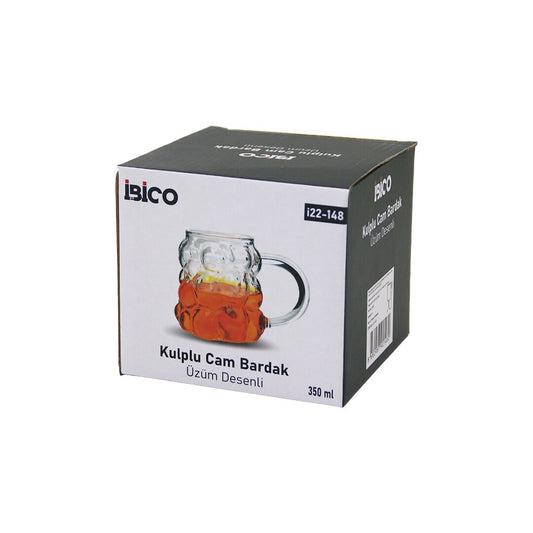 ÜZÜM - KABARCIKLI KULPLU CAM BARDAK TERMİSİL - ISIYA DAYANIKLI BOROSİLİKAT 350ML