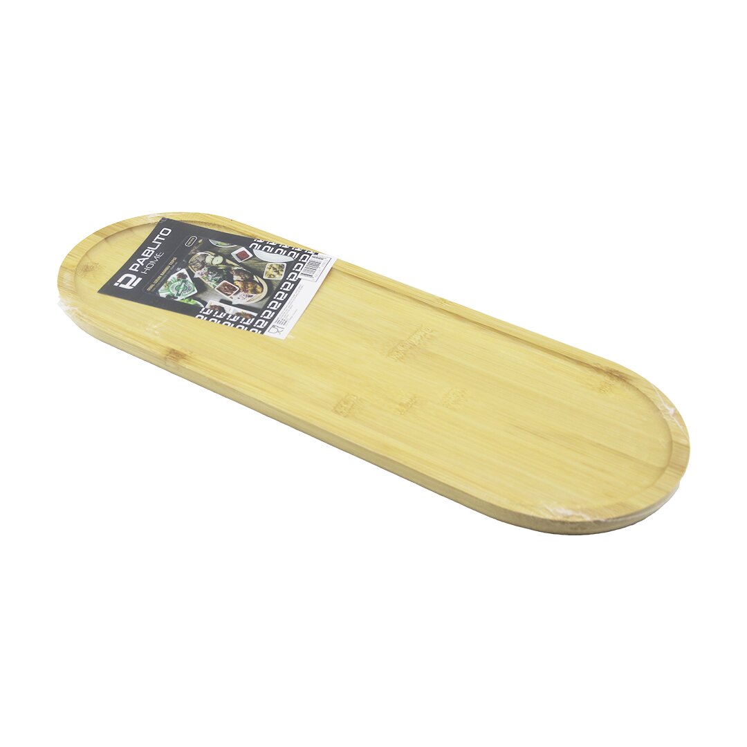 UZUN OVAL AHŞAP BAMBU SUNUM TEPSİ 16X45CM