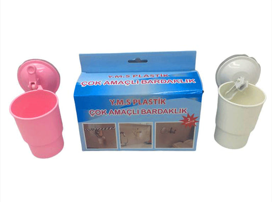 VANTUZLU PLASTİK 2 PARÇA  ÇOK AMAÇLI BARDAKLIK