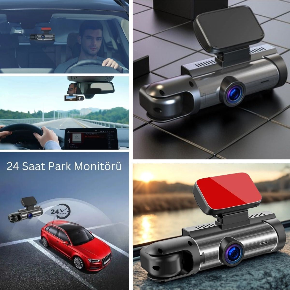 WiFi Destekli Araç İçi & Dışı Çift Kameralı Dikiz Aynası Kamera