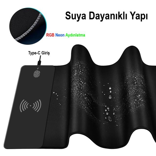 XL RGB Gaming Mouse Pad Wireless Telefon Şarj Destekli 14 Modlu