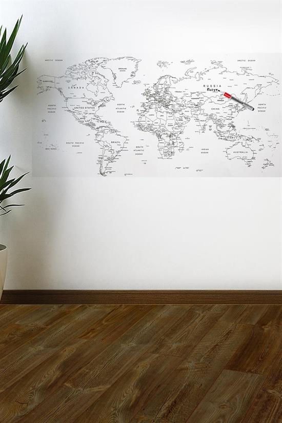 Yazılabilir Dünya Haritası Manyetik Duvar Stickerı 110 x 56 cm
