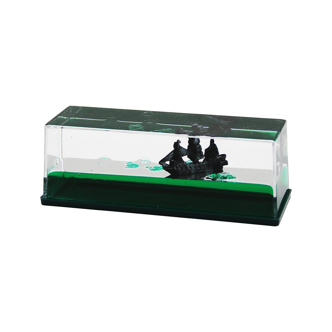 YEŞİL SU DİKDÖRTGEN MİKA YÜZEN BATMAYAN GEMİ DEKORATİF BİBLO AKVARYUM 4.5X14.5X5.3CM
