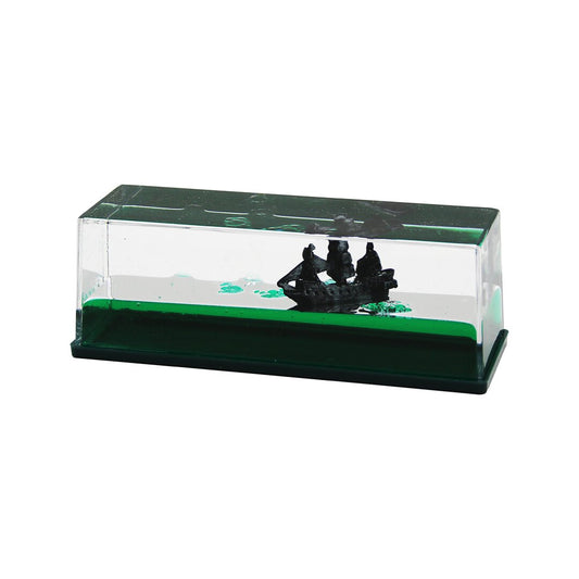 YEŞİL SU   DİKDÖRTGEN MİKA  YÜZEN BATMAYAN GEMİ  DEKORATİF BİBLO AKVARYUM   4.5X14.5X5.3CM