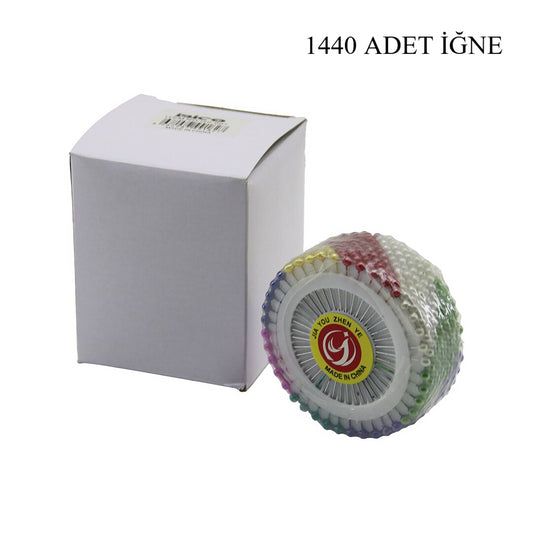 YUVARLAK DİSK STANDLI 1440 ADET RENKLİ TOPLU BAŞÖRTÜ İĞNESİ