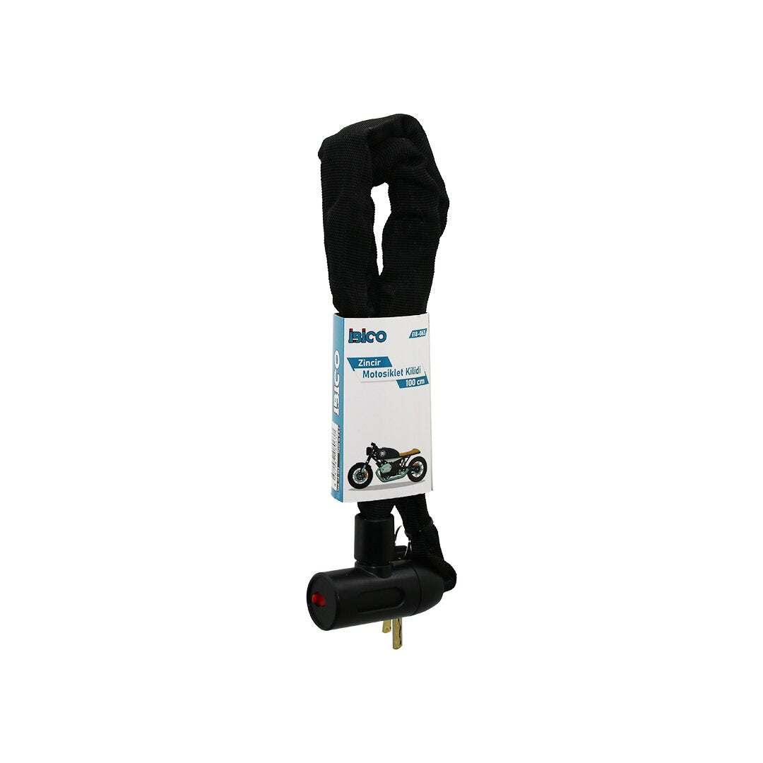 ZİNCİRLİ ANAHTARLI MOTOR - BİSİKLET KİLİT BEZ KILIFLI AÇ-KAPA KİLİT KAPAK 100CM