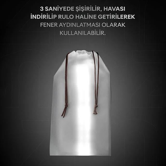 ZMR ZMR-385 Katlanır Şişirilebilir Beyaz Ledli Aydınlatma Tüpü USB Ve Güneş Enerjisi Şarjlı Armatür