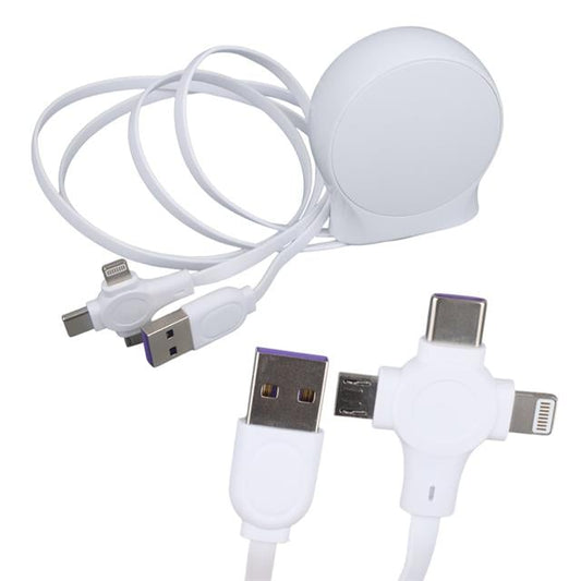 1 Metre Makaralı 3In1 Şarj Kablosu (Lightning - TYPE-C - Micro USB)
