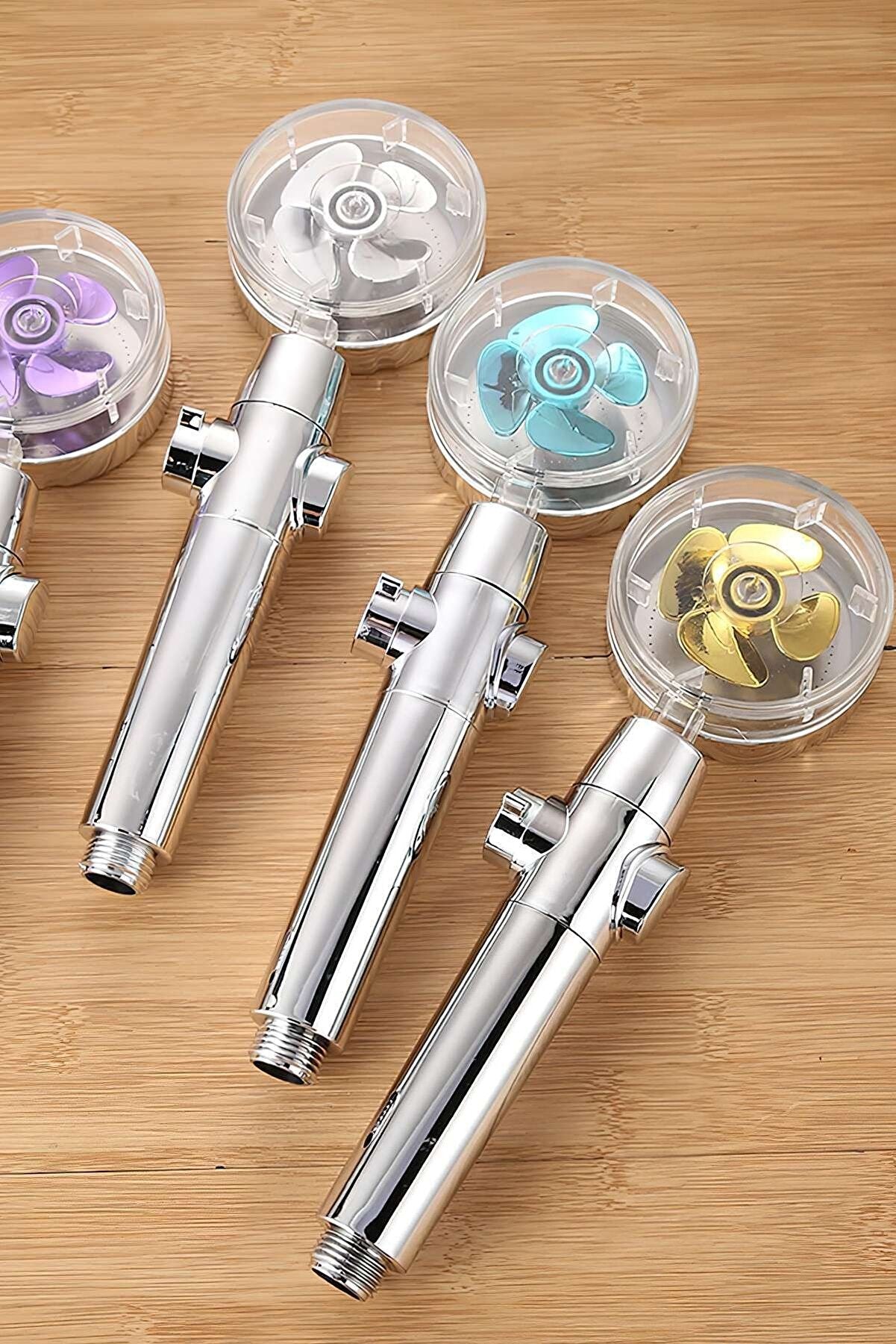 Turbo Duş Başlığı Su Tasarruflu 360 Hareketli Pervaneli Tazyikli Tuşlu Duş Başlığı